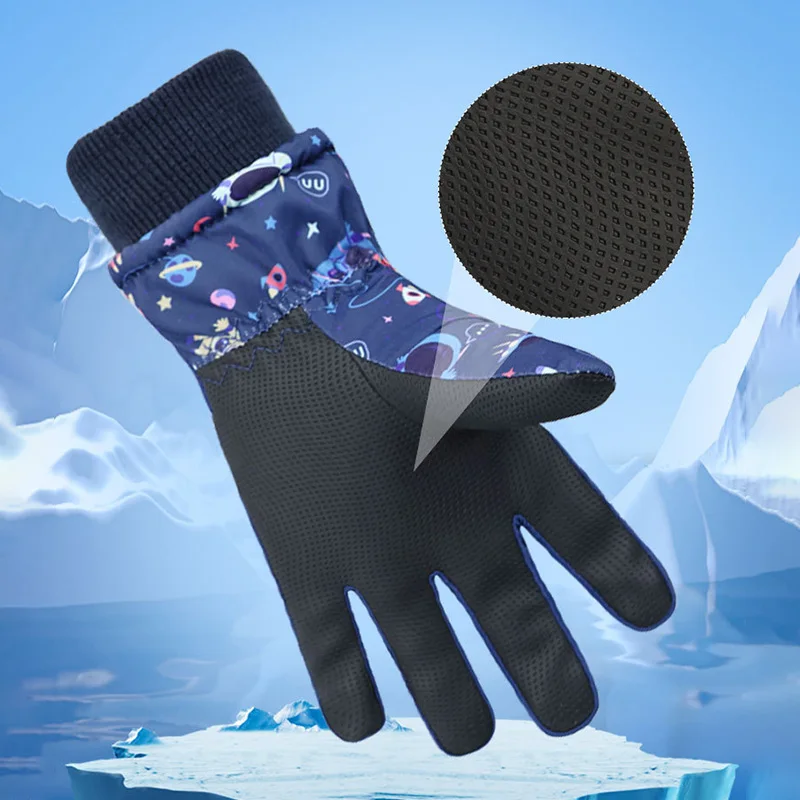 Cartoon Children Winter Gloves for Girls Boys Thicken Waterproof Kids Ski Gloves Snowboard Riding Cycling Child Snow Gloves