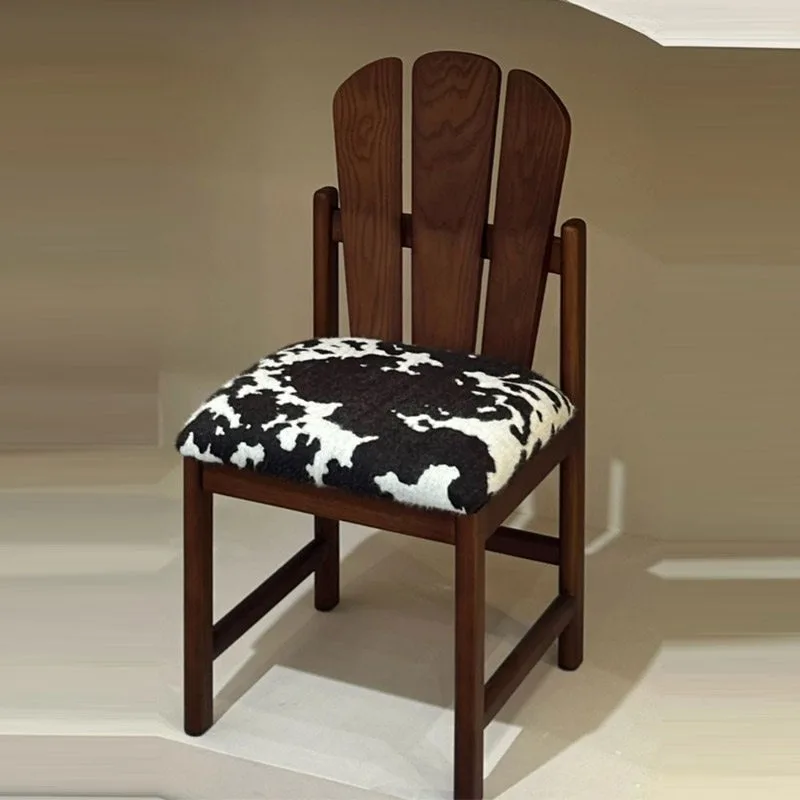 Medieval solid wood dining chair peacock back chair household small apartment book chair