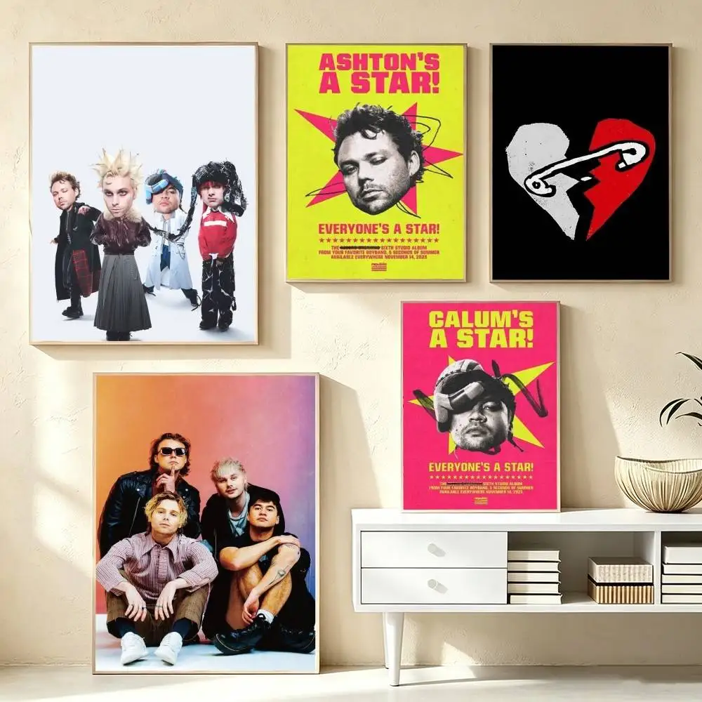 5-Seconds of S-Summers 5SOS  Poster Waterproof Wall Art Sticker For Bar Living Room Vintage Decor High Quality Print Gift