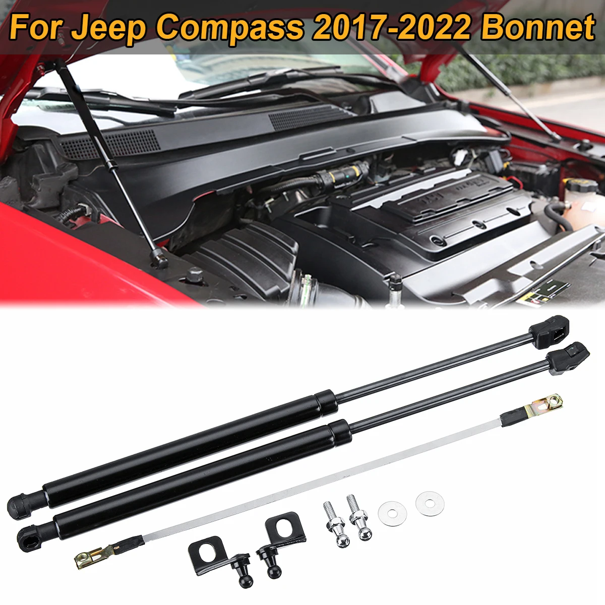 

2PCS/SET Front Hood Bonnet Support Lift For Jeep Compass 2017-2022 Gas Struts Bar Shocks Hydraulic Rod Springs Car Accessories