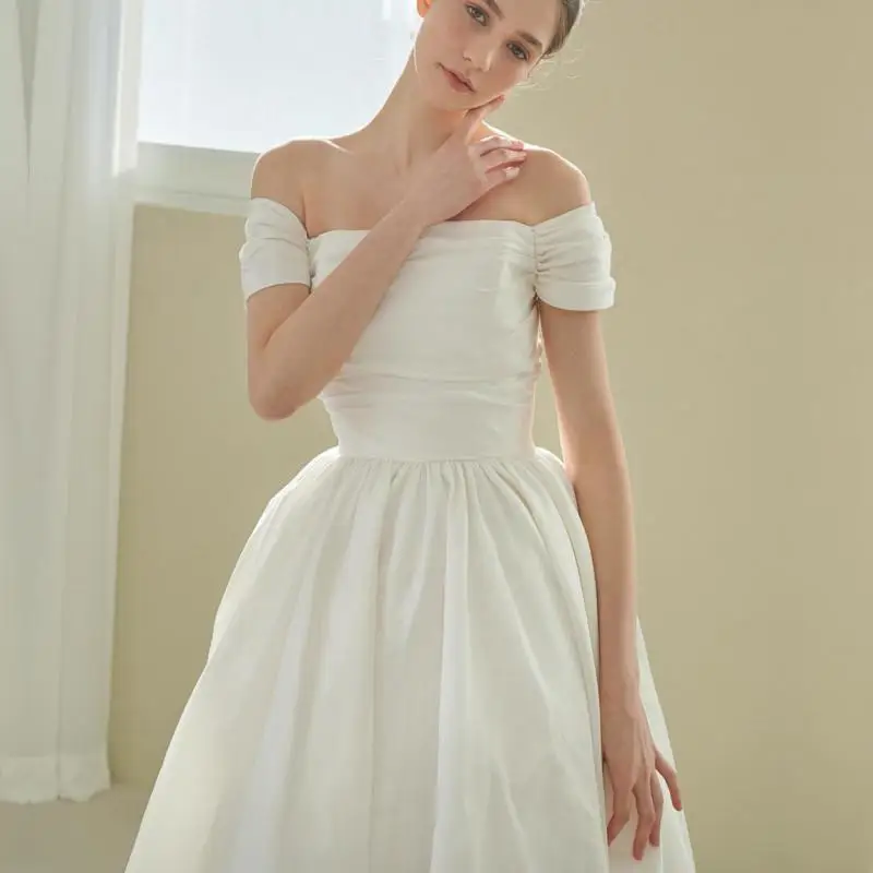 2024 New Bridal Dress Elegant Off The Shoulder Long Wedding Dress A Line Simple Vintage Vestidos De Novia Customized