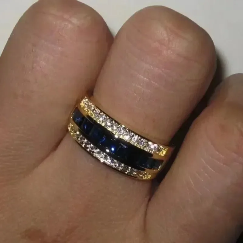 

Sapphire Full Diamond 18k Gold Rings for Women Bague or Jaune Bizuteria for Jewelry Anillos Men Gemstone Anel Jewelry Gold Rings