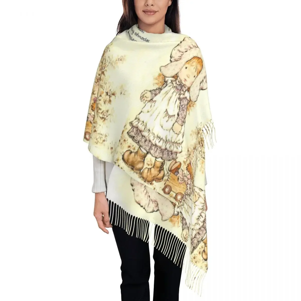 

Cartoon Sarah Kay Scarf Wrap Women Long Winter Warm Tassel Shawl Unisex Girl Scarves