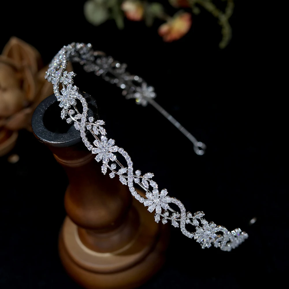 

New In Sparkling Tiara Bridal Flower Hairbands Crystal Crown For Women Wedding Hair Accessories Tocados De Novia Diadema A01497