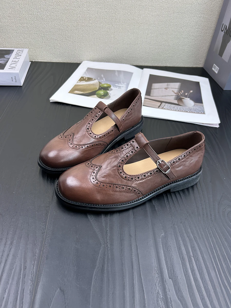

Retro Blo Leather oes Soft Bot Faion Mary Janes Женская oes без шнуровки Single oes с круглым носком на низком каблуке и резиновой подошве
