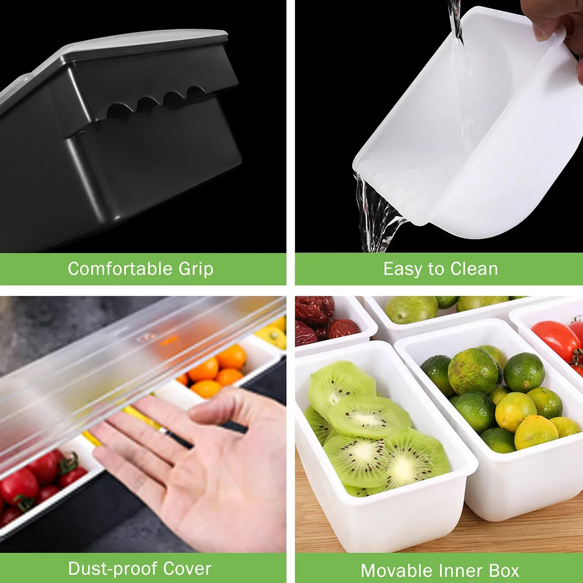 50CM Condiment Serving Container Chilled 6-Compartment Trays with Lid Plastic Ingredients Condiment Dispenser Reusable Ice 2023