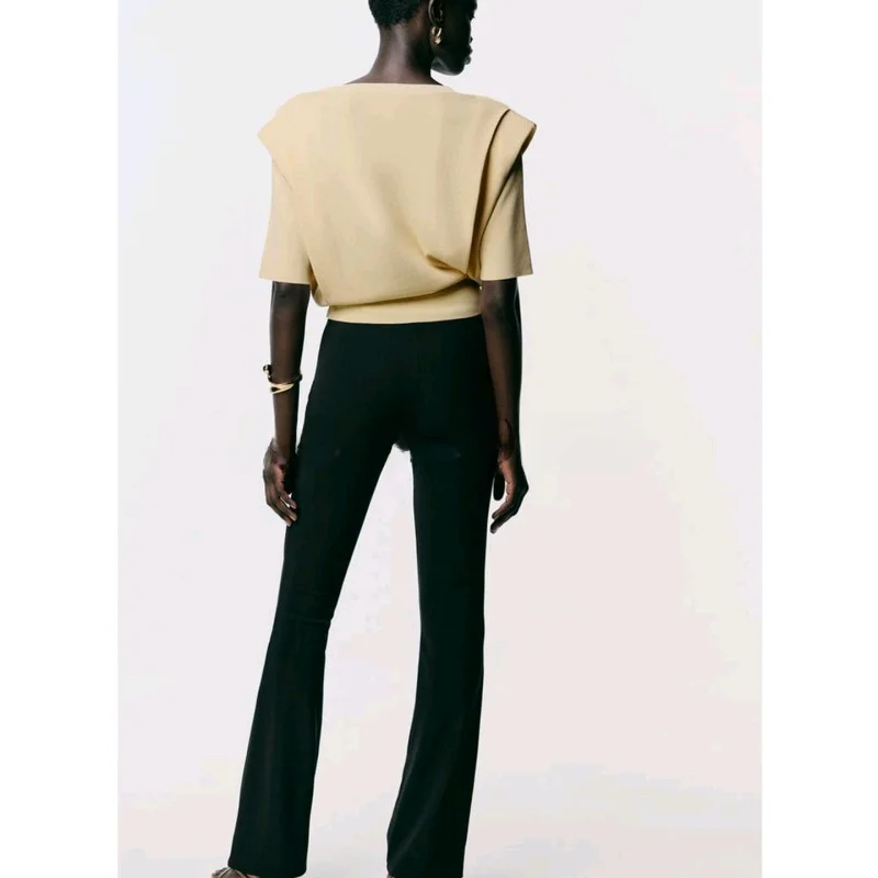 Women's Knitted ort Sve round Ne Pullover Polyester Fiber Casual Loose Fit New Autumn Faion Decorative Pleating