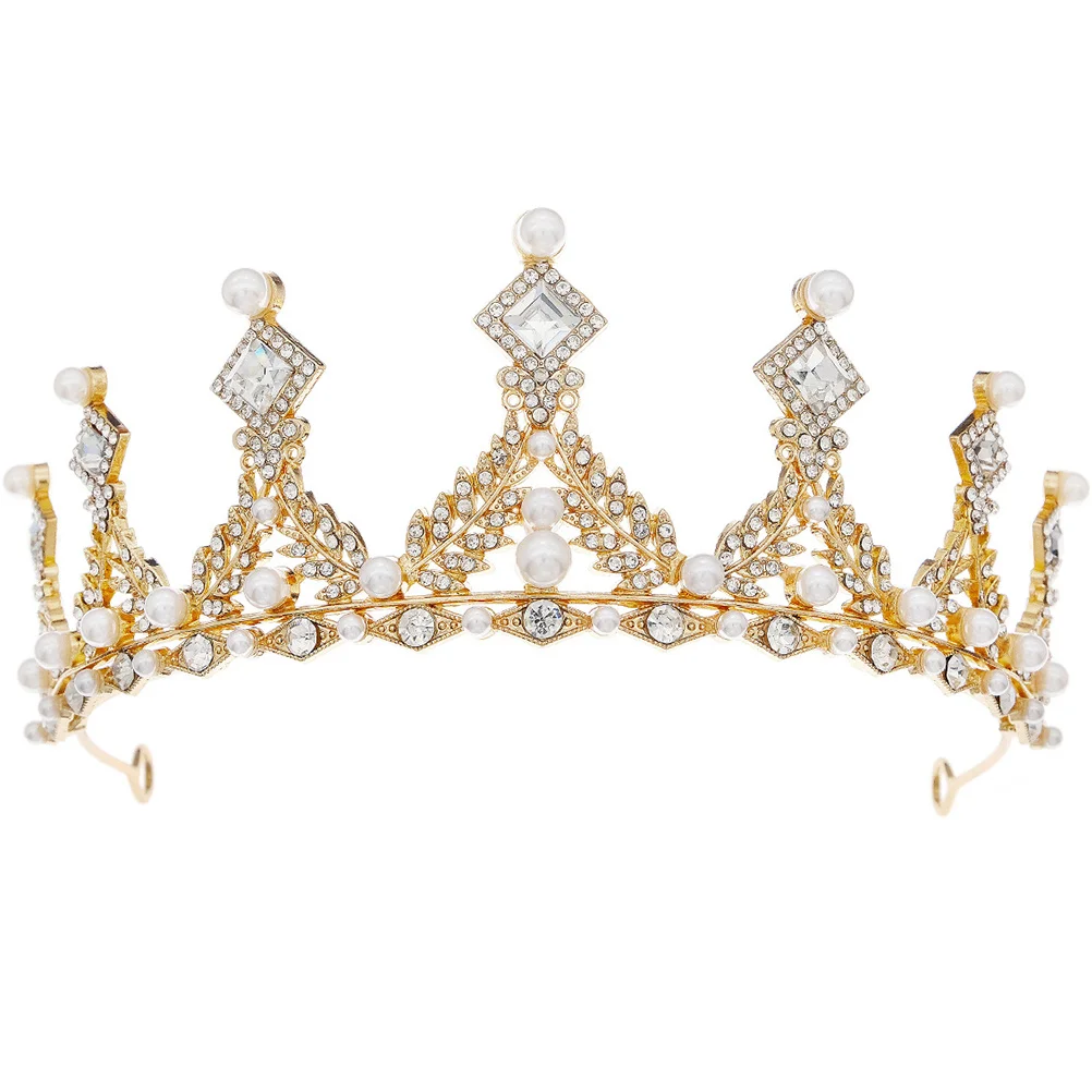 

Pearls Crown Wedding Tiara Rhinestones Headband Bridal Bride Hair Accessory for Special Occasions Crowns for Women