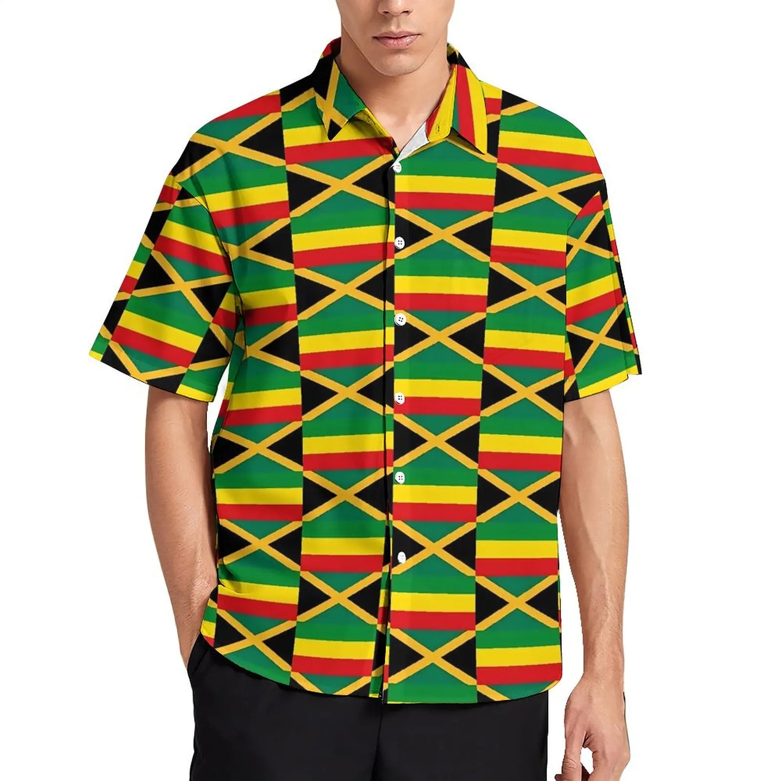 

Jamaica Flag Beach Shirt Men Flag of Reggae Elegant Casual Shirts Summer Short Sleeve Comfortable Graphic Plus Size Blouses Gift