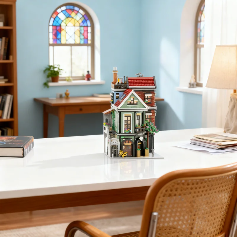 

4340 деталей MOC: Модульная модель городского дома с ювелирной лавкой и кафе, строительные блоки, креативный подарок, DIY-декор для взрослых