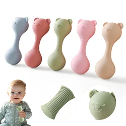 Jouets Maracas en Silicone pour Bébé, 1 Pièce, Animal de Dessin Animé, Ours, Marteau de Sable, Hochets pour Nouveau-Né, Sans BPA, Cadeaux TeWindsor