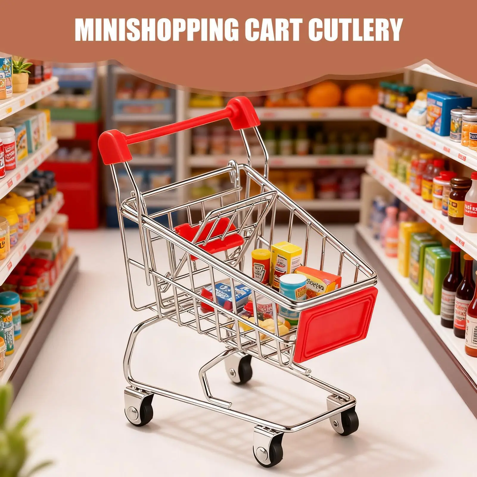 Pequeno carrinho de mercearia casa de boneca acessórios carrinho de compras utilitário para crianças meninos coletores jardins de fadas fingir jogar arquitetônico