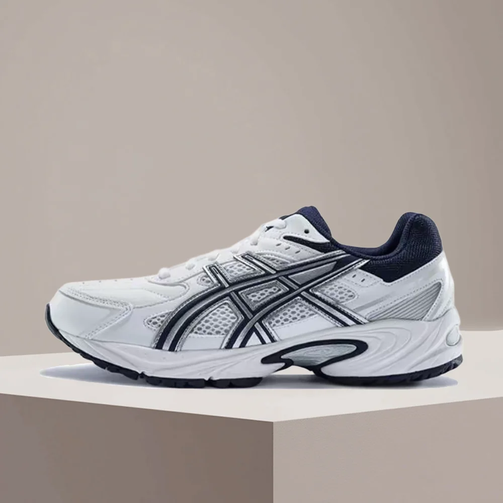 ASICS Gel-170TR Comfort Durable Low-Top Casual Running Shoes for Men and Women in White/DarkBlue Colorway Style 1023A054-100