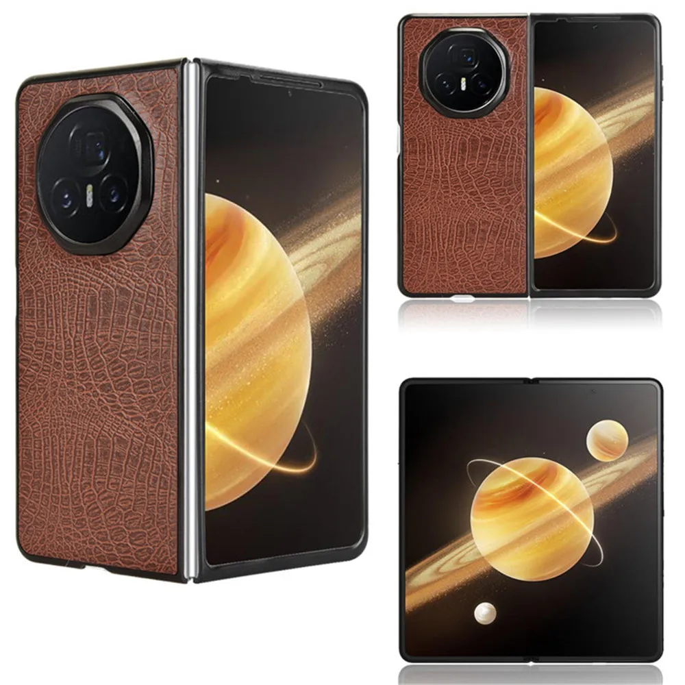 لهواوي الشرف ماجيك V3 فيوجن جلد التمساح الملمس بولي Leather الجلود + حافظة صلبة للكمبيوتر الشخصي لهاتف Honor Magic V3 Coque #3