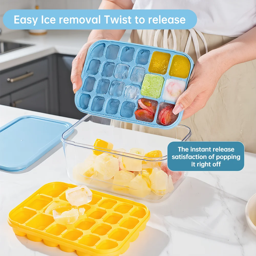 

Silicone Ice Cube Tray 22 Cavity Square Mold BPA Free Easy Release Ice Maker for Whiskey Cocktail Home Kitchen Bar Supplies