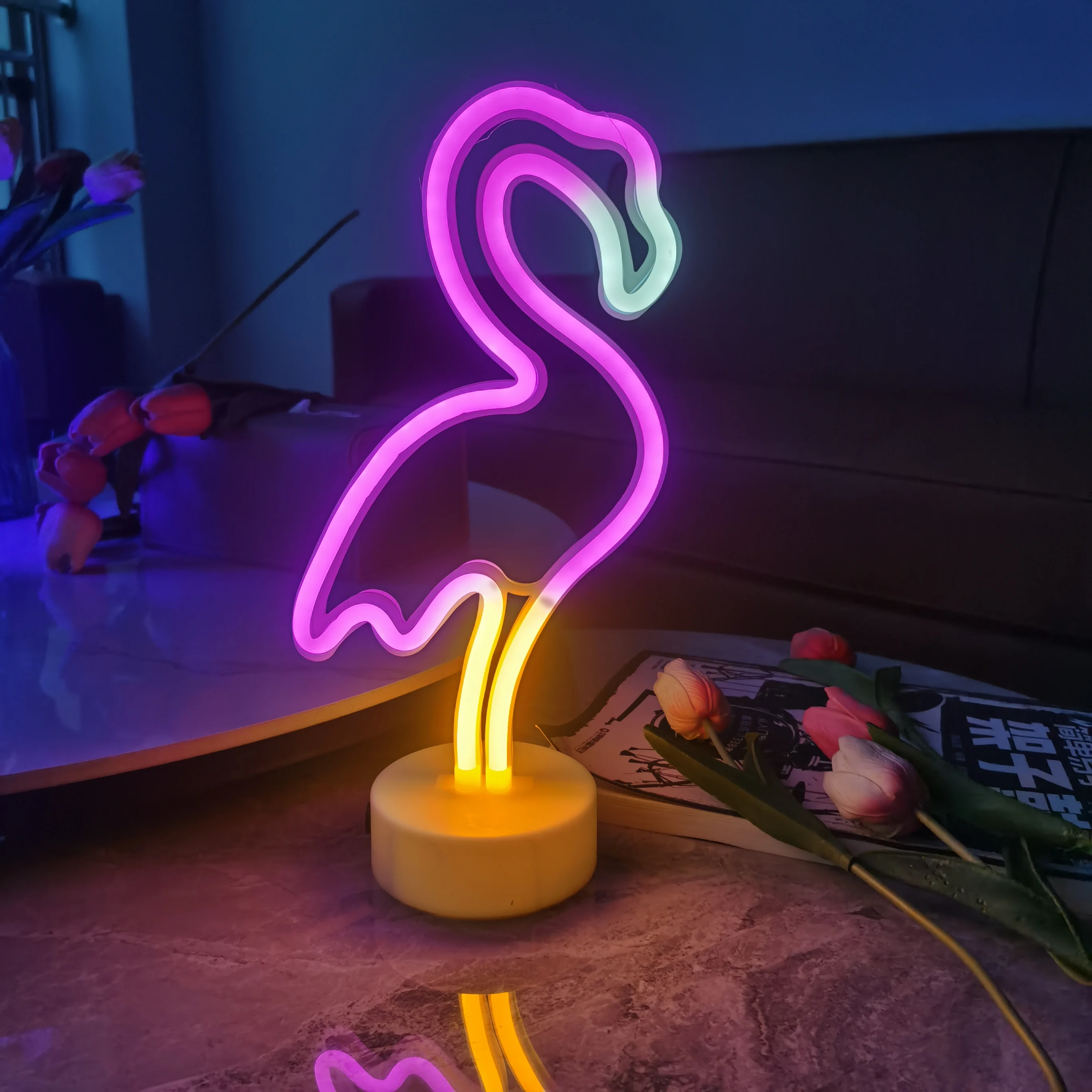 Flamingo neon lights, USB or battery powered, bedroom, birthday party, wedding, Valentine\'s Day, garden, home decoration light