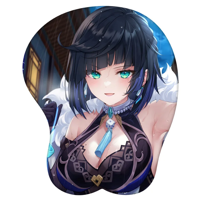 Yelan genshin impacto anime 3d mouse pad sexy suporte de pulso mesa mousepad tapete gamer acessório