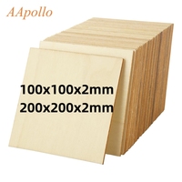 10pcs/lot Basswood Plywood Board for DIY 100/200mm Natural Smooth Squares Wood for CNC Laser Engraving Cut Painting Decorations