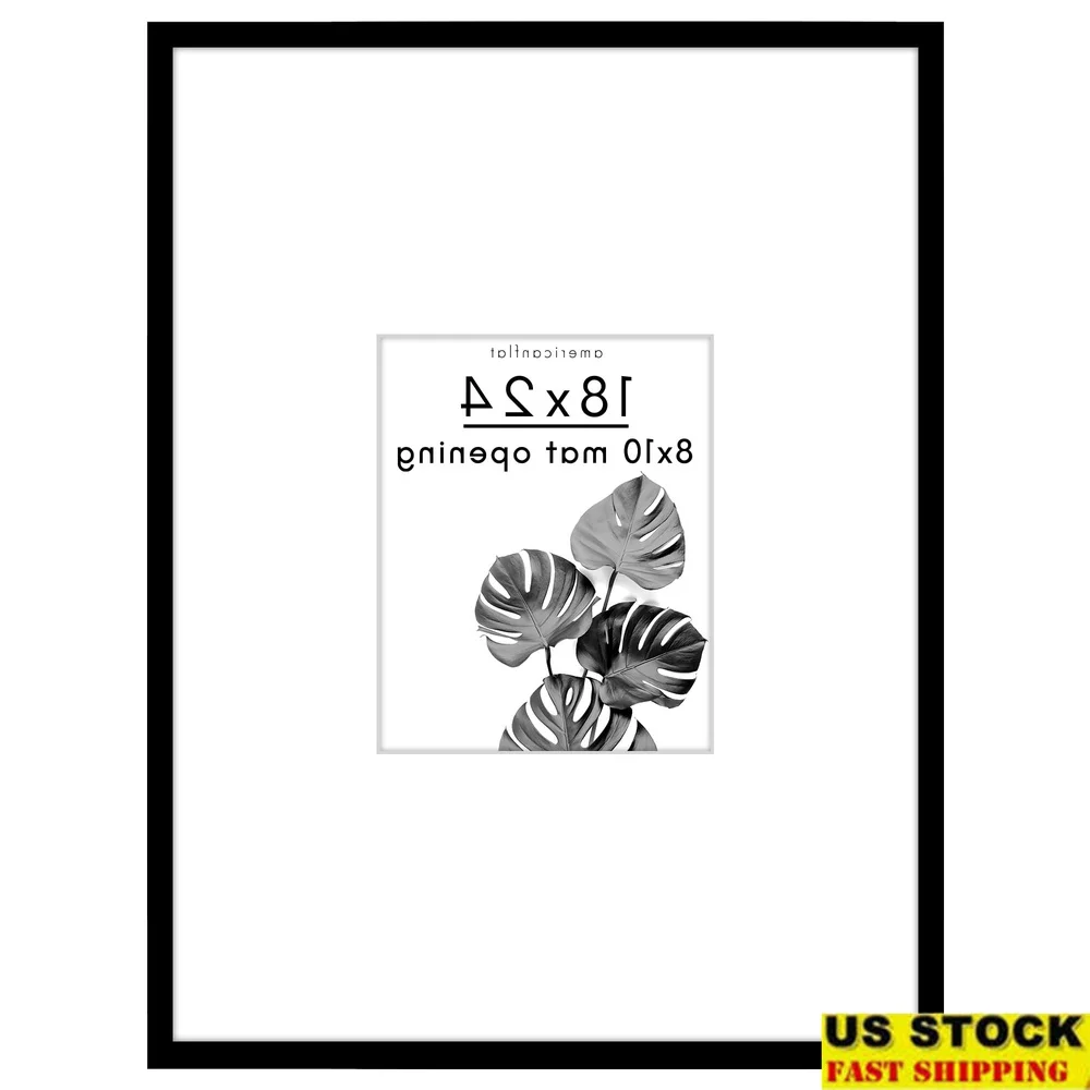 

Oversized 8x10 Picture Frame with Mat and Shatter-Resistant Glass Black Durable PVC Wall Mount Gallery Display Home Décor