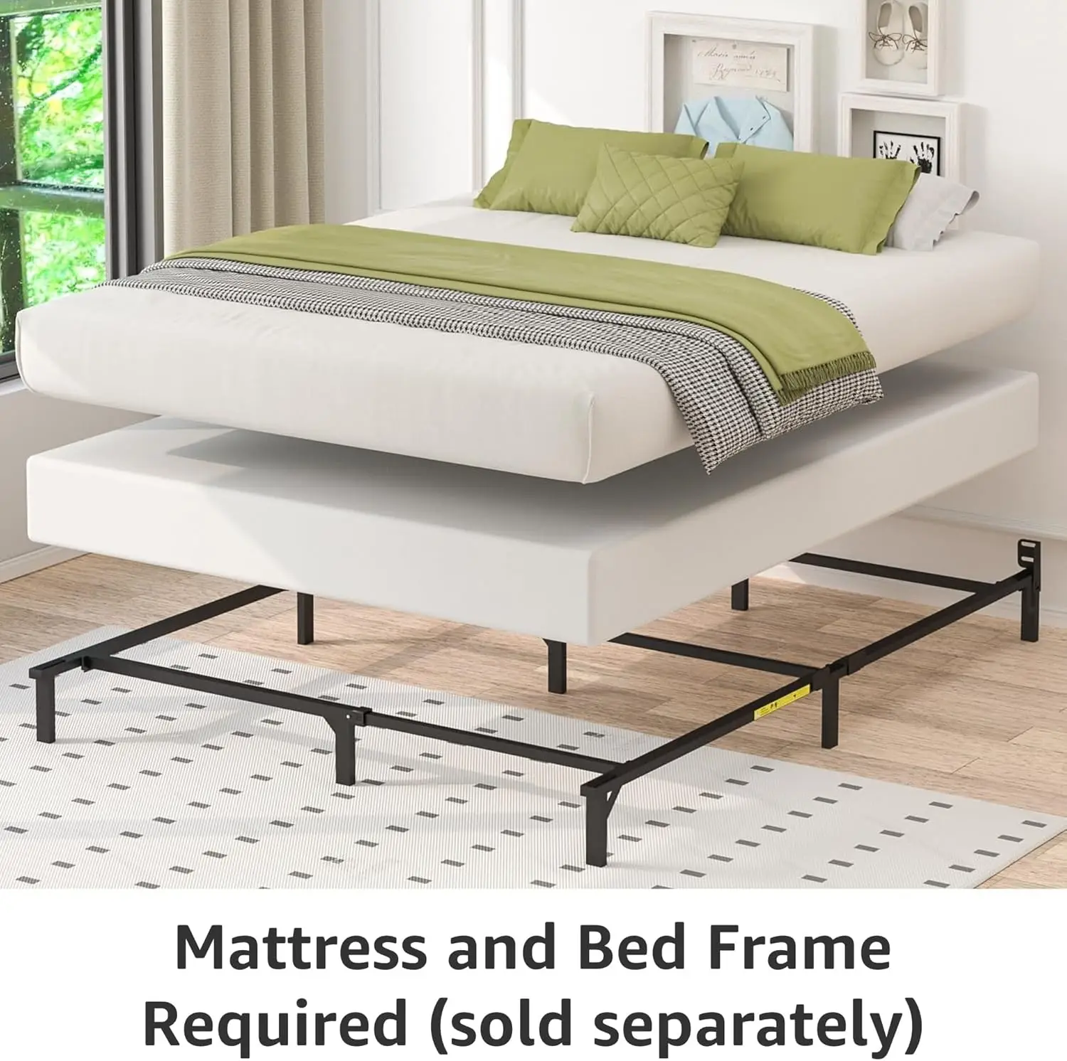 Smart Box Spring Bed Base, 7-Inch Height Mattress Foundation, Tool-Free Easy Assembly, Full, 74