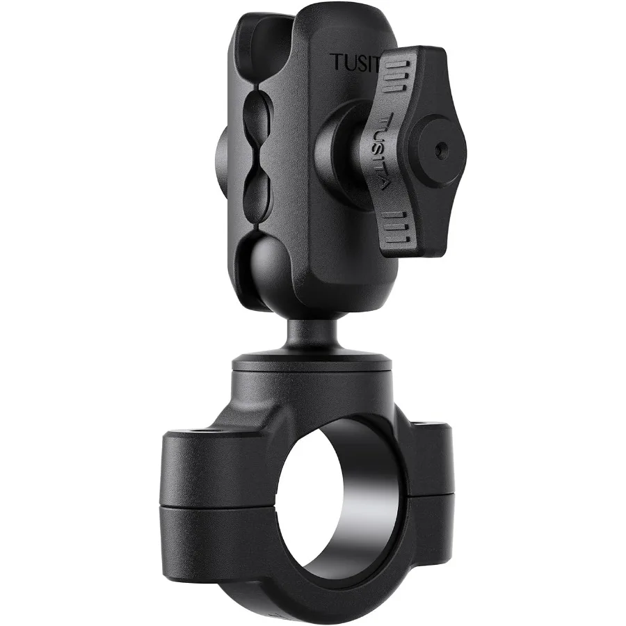 

Motorcycle Handlebar Mount for Compact Devices with Small Base and Double Socket Arm Design Ideal for Securely Holding G