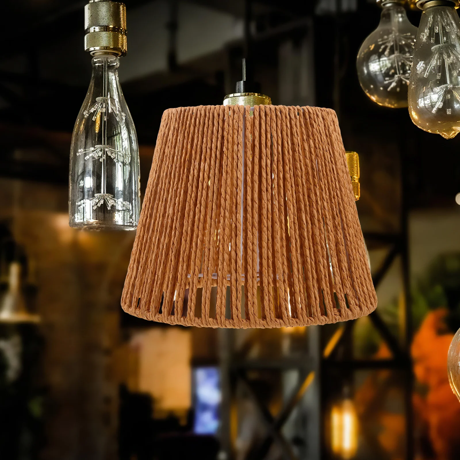 

Natural Fiber Lamp Shade Handmade Woven for Living Room Bedroom Home Decor Pendant Light Cover Lighting Fixture Accessory