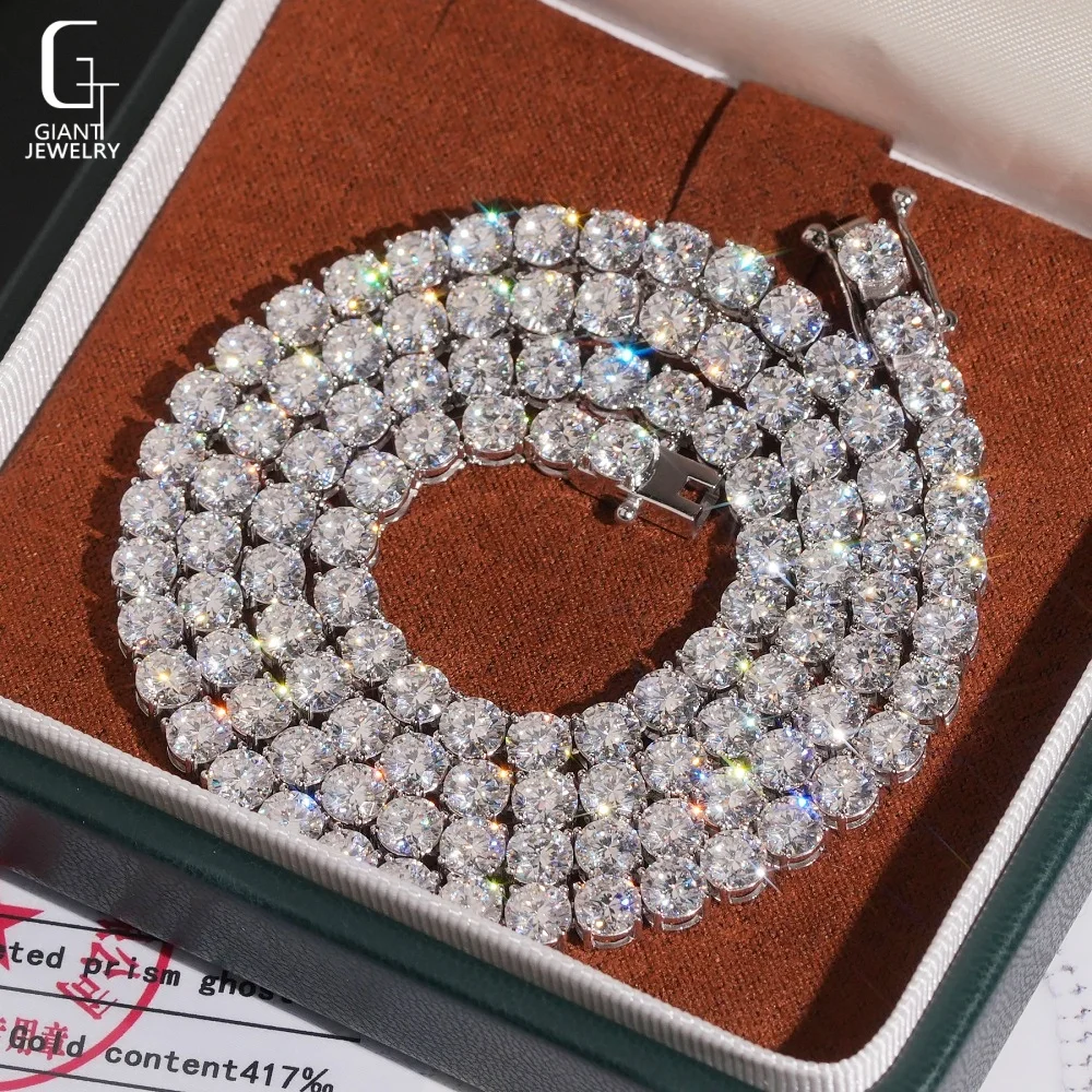 Jewelry Custom Fine Hip Hop Jewelry 10K Solid Gold VVS Moissanite Necklace Iced Out Wedding Tennis Chain Women.