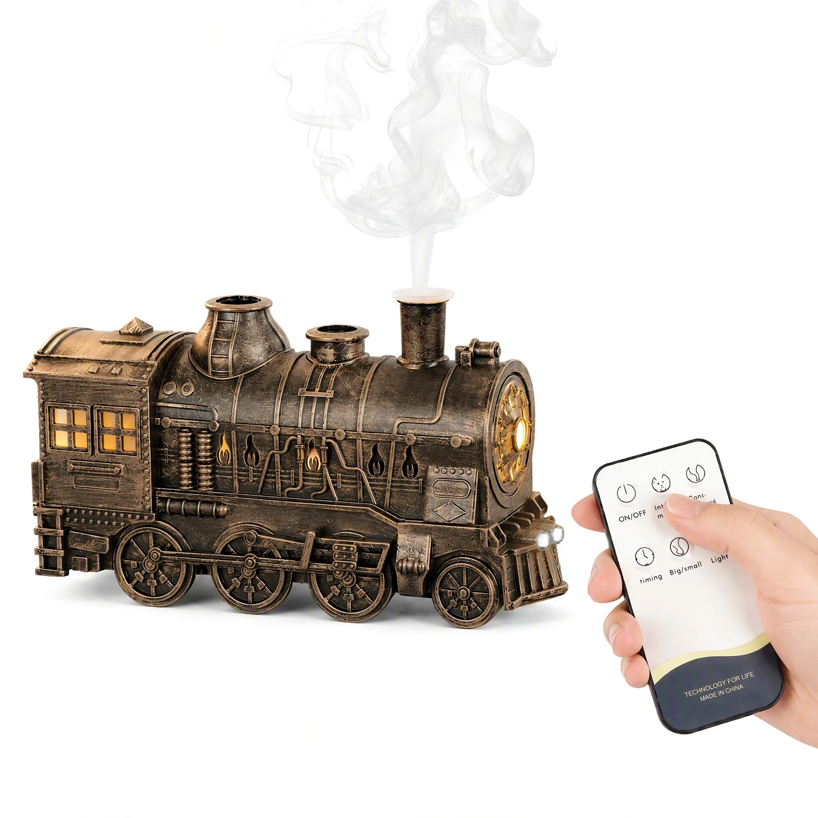 レトロトレイン-エッセンシャルオイルディフューザー-300ml-usb超音波アロマ加湿器-デュアルledナイトライト-ホームオフィス装飾用