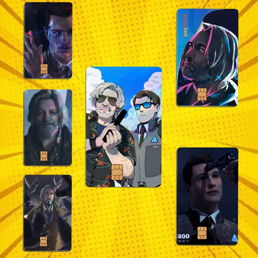 DBH game Hank Anderson Detroit Card Skin Stickers For Bank Card Bus Metro Card Sticker Holographic Laser Credit Debit Stickers