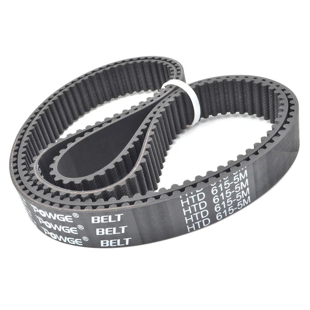 POWGE 600 605 610 615 5M Synchronous Belt Teeth=120/121/122/123 W=15/20/25mm Closed-Loop HTD 5M Timing Belt Pulley 600-5M 615-5M