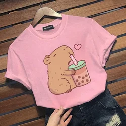 New Cute Apybara Graphic Printed t-Shirt Casual da donna Outdoor Funny Apybara t-Shirt Kawaii Apybara t-Shirt