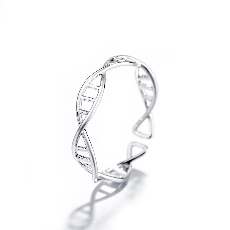 925 Sterling Silver DNA Double Helix Ring Science Students Jewelry Girlfriend Gift