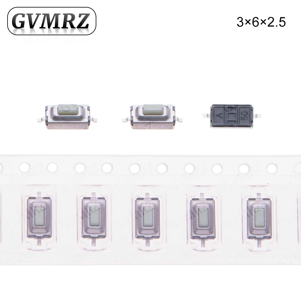 6.2X6.2mm Height=2.5/2.7/3.1/3.4/3.7/4/4.3/5/5.5mm 5PIN SMD(SMT) Red Tact Button PCB Mounting Momentary Click
