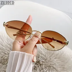Oval Sunglasses Women 2024 Fashion Glasses Vintage Luxury Luxe Lentes De Sol Mujer Lunette Soleil Femme Zonnebril Dropshipping