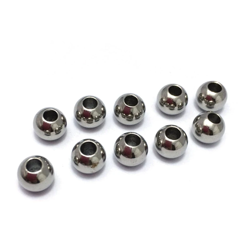 1PCSs Hole Dia1-6mm Unthreaded Through-Hole Stainless Steel Ball Steel Bead Piercing Ball For DIY Beading Round Ball Accessorie