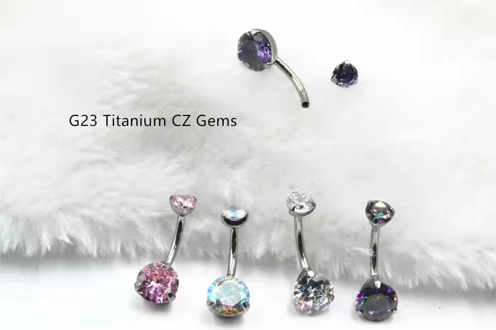 Lot10PCS Body Jewelry-G23 Titanium CZ Navel Belly Button Body Piercing 14G Sex High Quality  Navel Curve Barbells Belly Rings