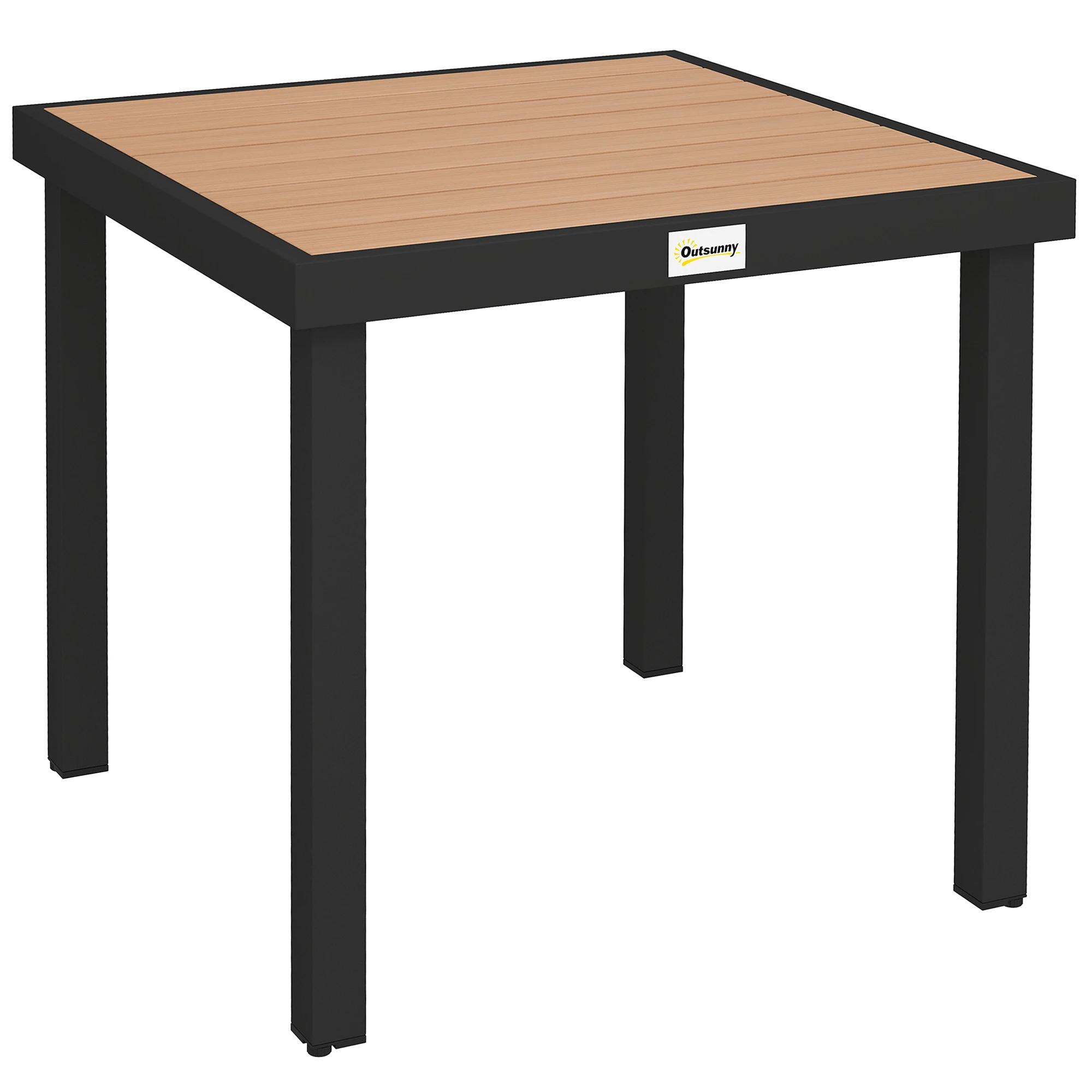 Kunststoff-Gartentisch 78×78×74cm, Aluminiumrahmen, Wetterfest, Campingtisch für 4 Personen, Outdoor-Esstisch, Schwarz – Detail 1