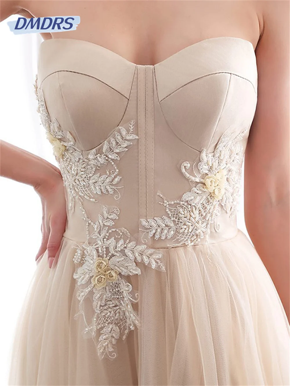 Elegant Bandeau Bridal Gown Delicate Embroidered Appliqué Gowns  Simple Wedding Dress Vestido De Novia Robe De Mariée