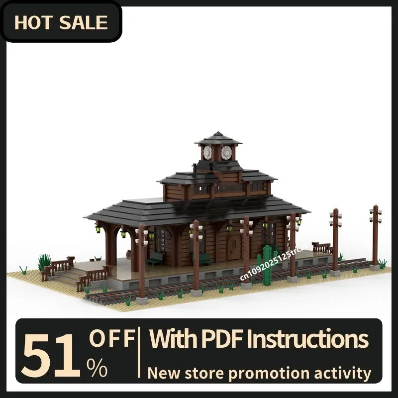 New 3901Pcs Western City Hot Street View Moc Modular Train Station Model  Custom Puzzles Diy Creative Ideas Toys Birthday Gifts