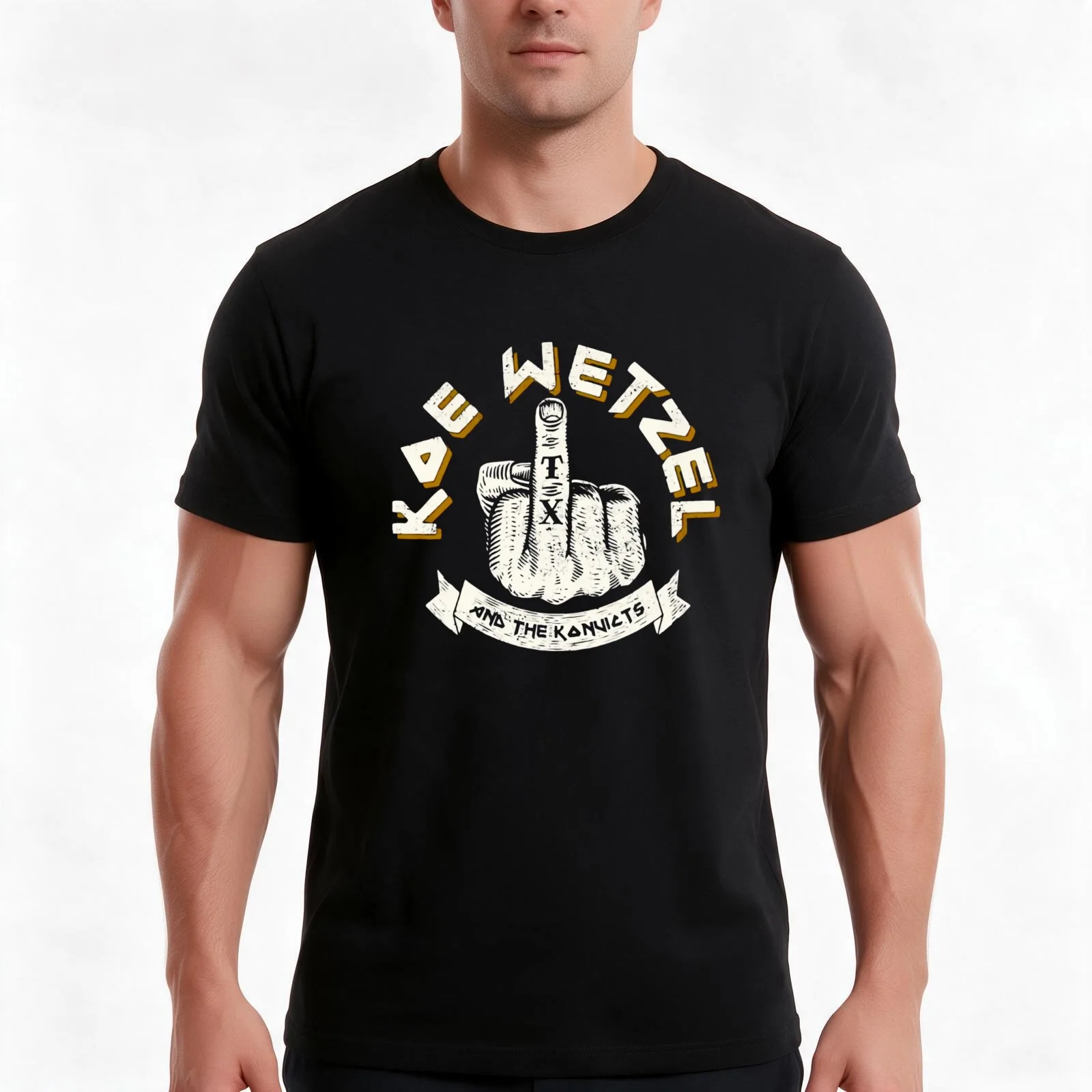 Koe Wetzel m-erch Middle Finger T-Shirt Summer Casual Cotton Tee Oversized Streetwear Tops Vintage Graphic Print 100% Cotton