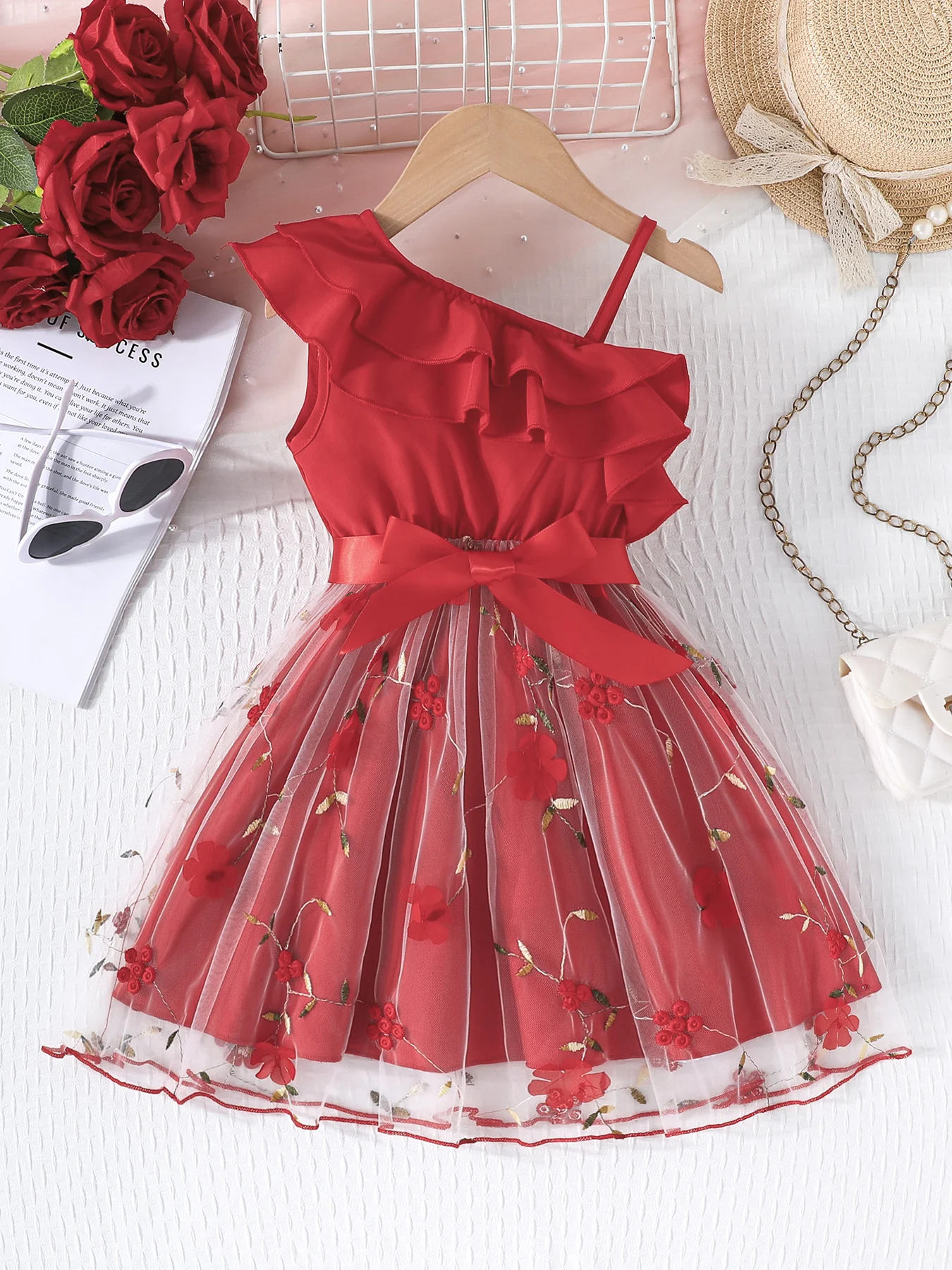 Dress For Kids 2-7 Years old Birthday Ruffled Embroidered Sleeveless Floral Princess Dresses Ootd For Baby Girl image 5