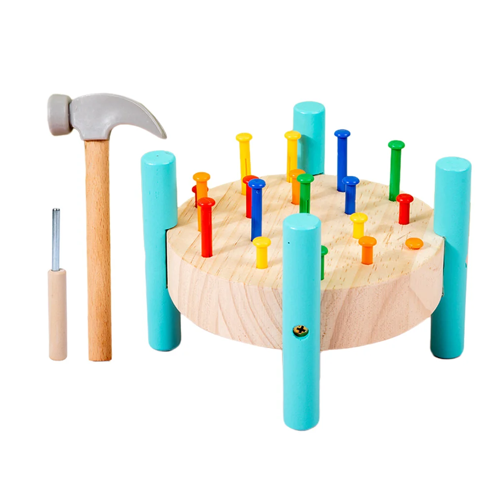 

Hammer Toy Nailing Workbench Pounding Table Baby Toys for Toddlers Knock Plaything Rivet Nails Kids