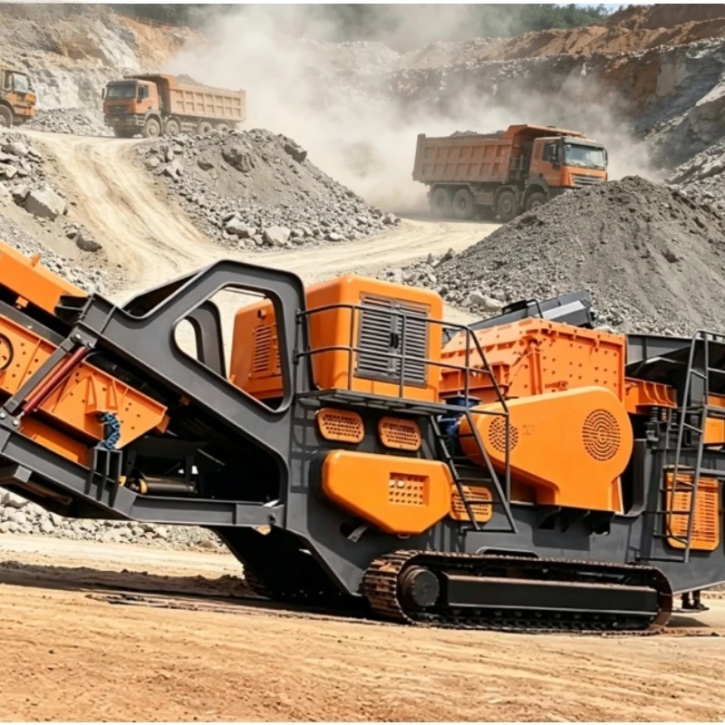 Customized Low Cost Compact Design Mining Crushing Station Rock Break Plant Crawler Mobile Impact Crusher Feeder Belt 3 in 1Line