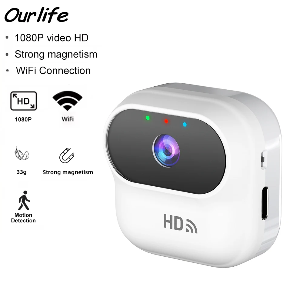 Ourlife câmera de ação 1080p 2.4g wifi câmera de segurança em casa inteligente monitor filmadoras câmera de vigilância de vídeo capacete de bicicleta