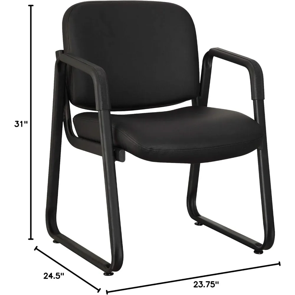 Gästestuhl aus Leder, Schwarz