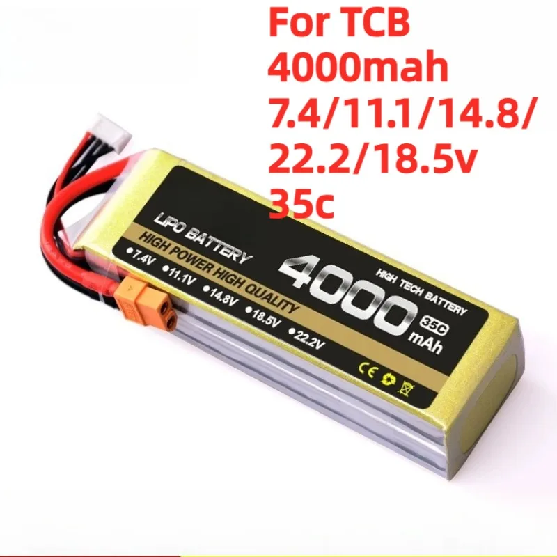 For TCB 4000mah 7.4/11.1/14.8/22.2/18.5v 35c XT60 Model Aircraft Battery Special Price Model Remote Control Car Lithium Battery
