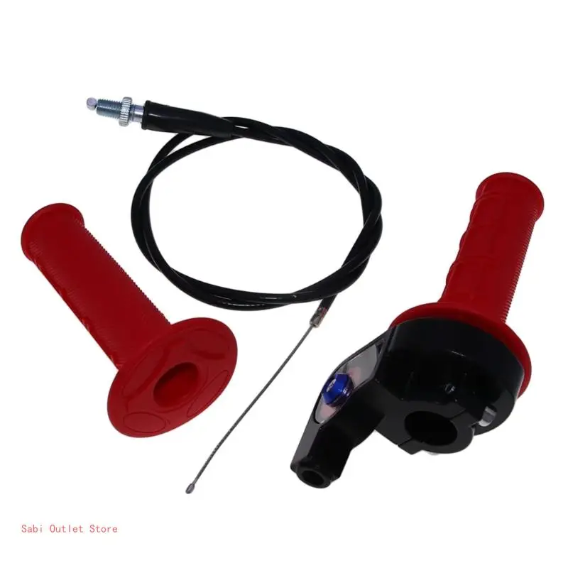 Compact Throttle Handle Grips with 900/1100/1200mm Cable for Motorbikes Rubber