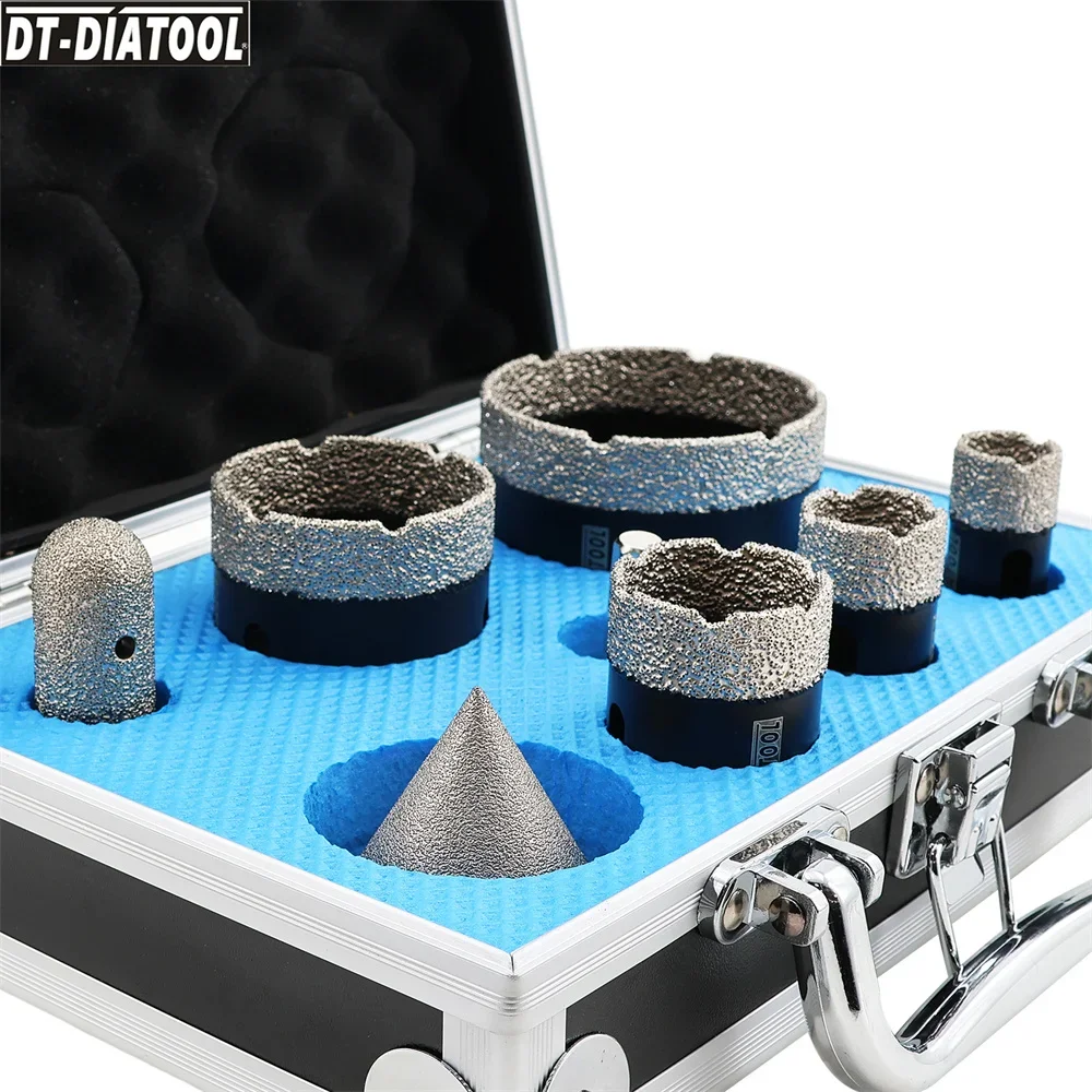 DT-DIATOOL 8Pcs Diamond Drill Core Bits Set 20/25/35/50/68mm Bit Chamfer Milling Bit For Granite Porcelain Hole Saw Opener