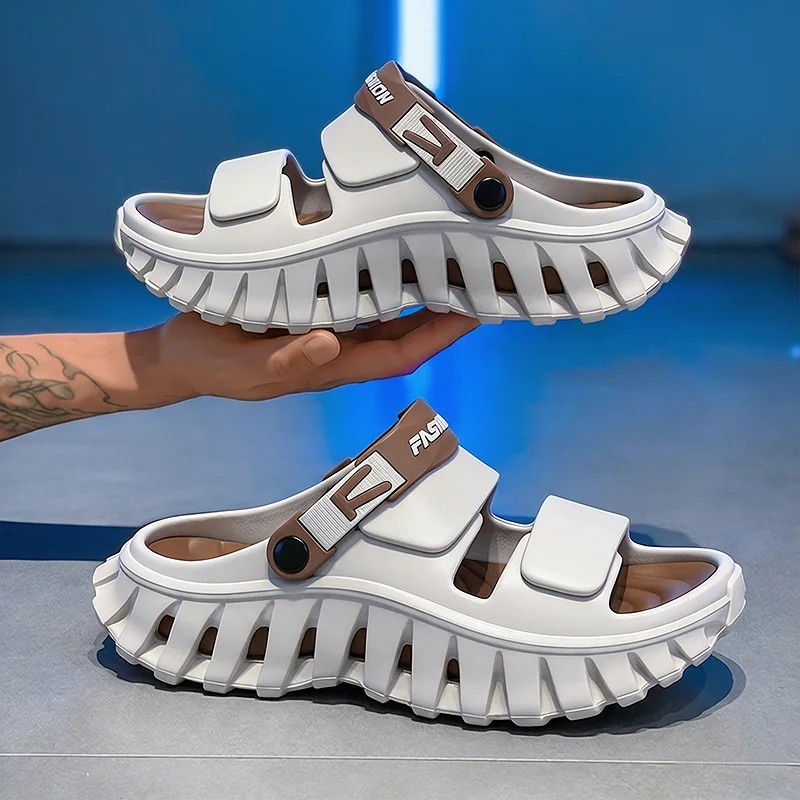 Men's Sporty Summer Sandals Anti-Slip Wear-Resistant Beach Slippers Casual Outdoor Two-In-One Comfortable EVA Material