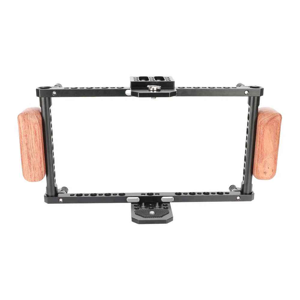 KIMRIG Adjustable Full Monitor Cage Kit With Wooden Handles For 5\